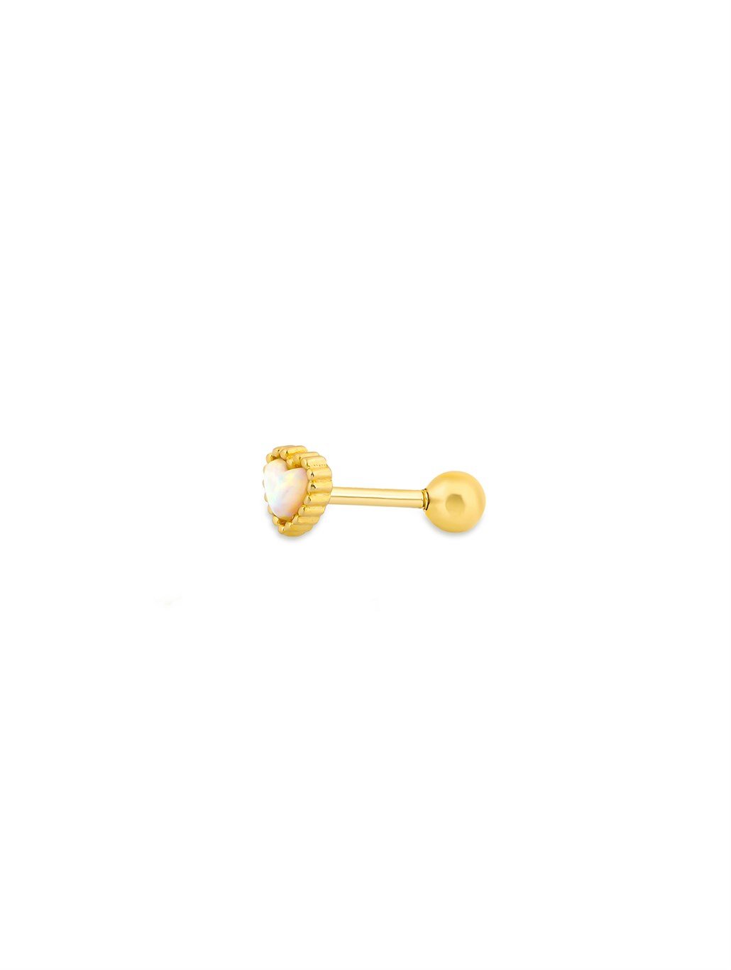 Sedefli Kalp Piercing 925 Ayar Gümüş