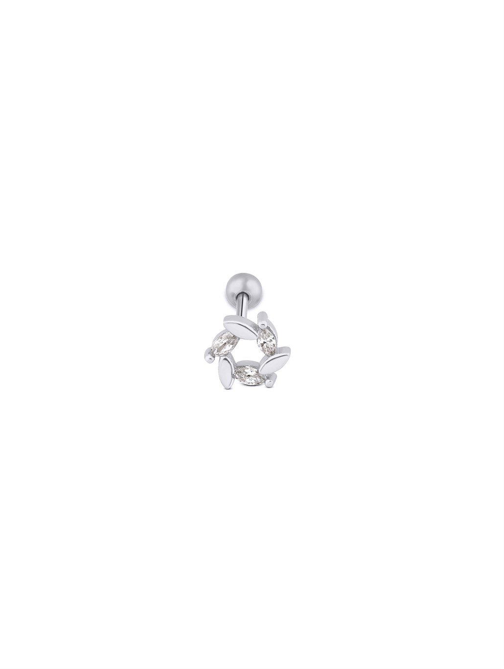 Yaprak Piercing 925 Ayar Gümüş