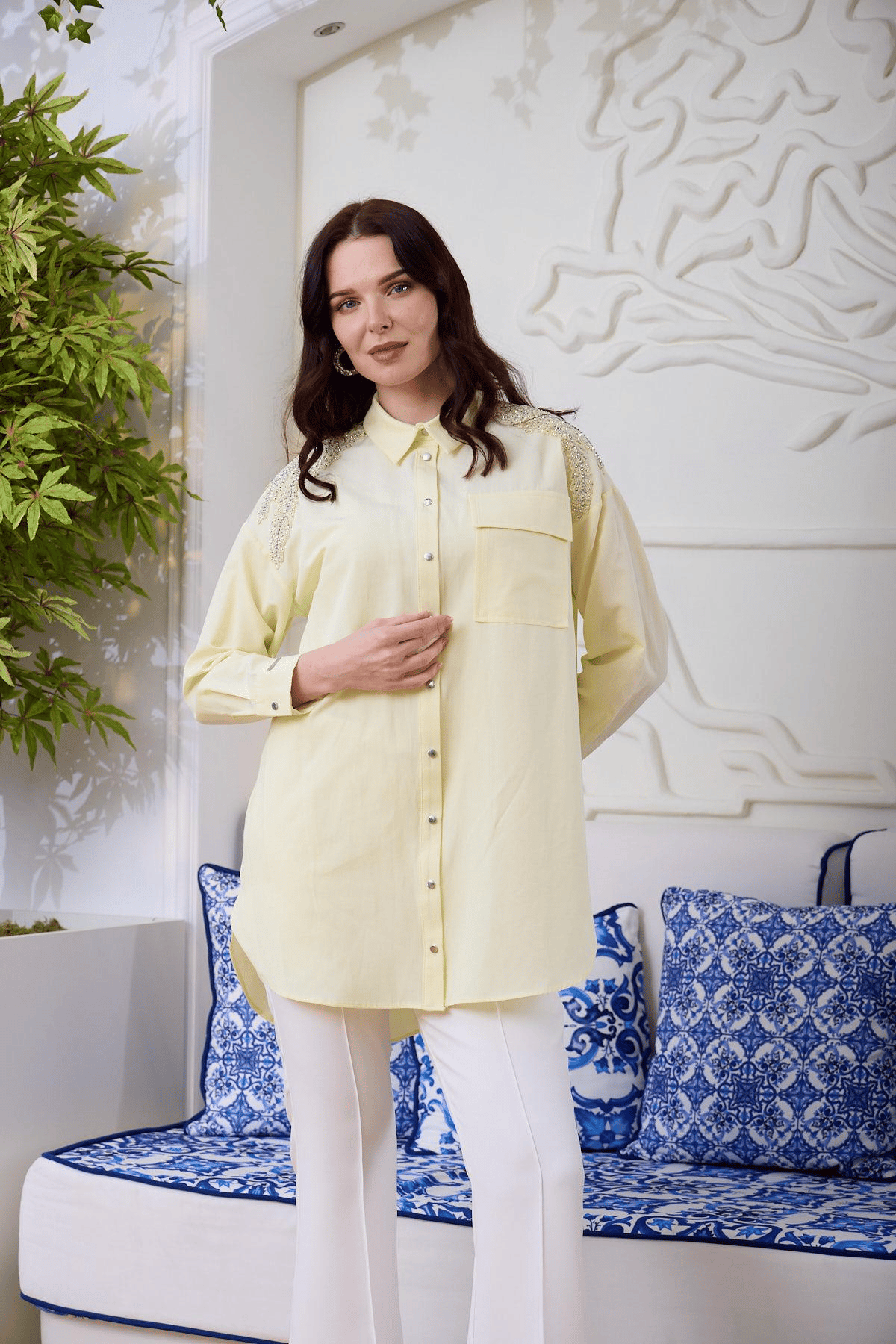 MOODBASIC TAŞLI DANTELLİ GÖMLEK