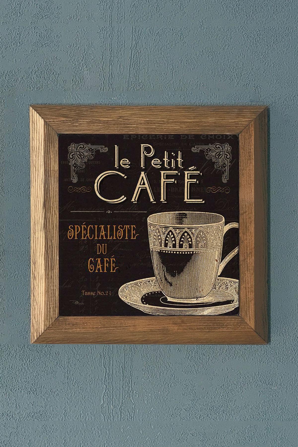 CAFE TEMALI Masif Çerçeveli Taş Tablo-Wall Decor- Oscar Stone Decor 28X28 CM