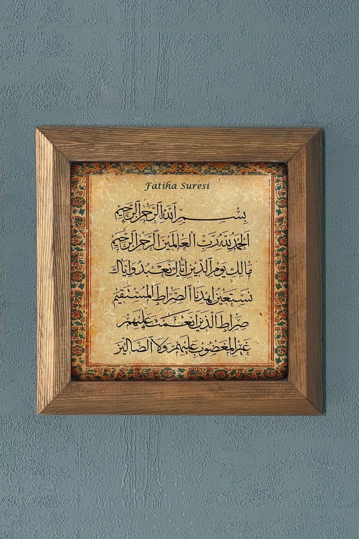 Fatiha Suresi-Masif Çerçeveli Taş Tablo-Wall Decor- Oscar Stone Decor 28X28 CM