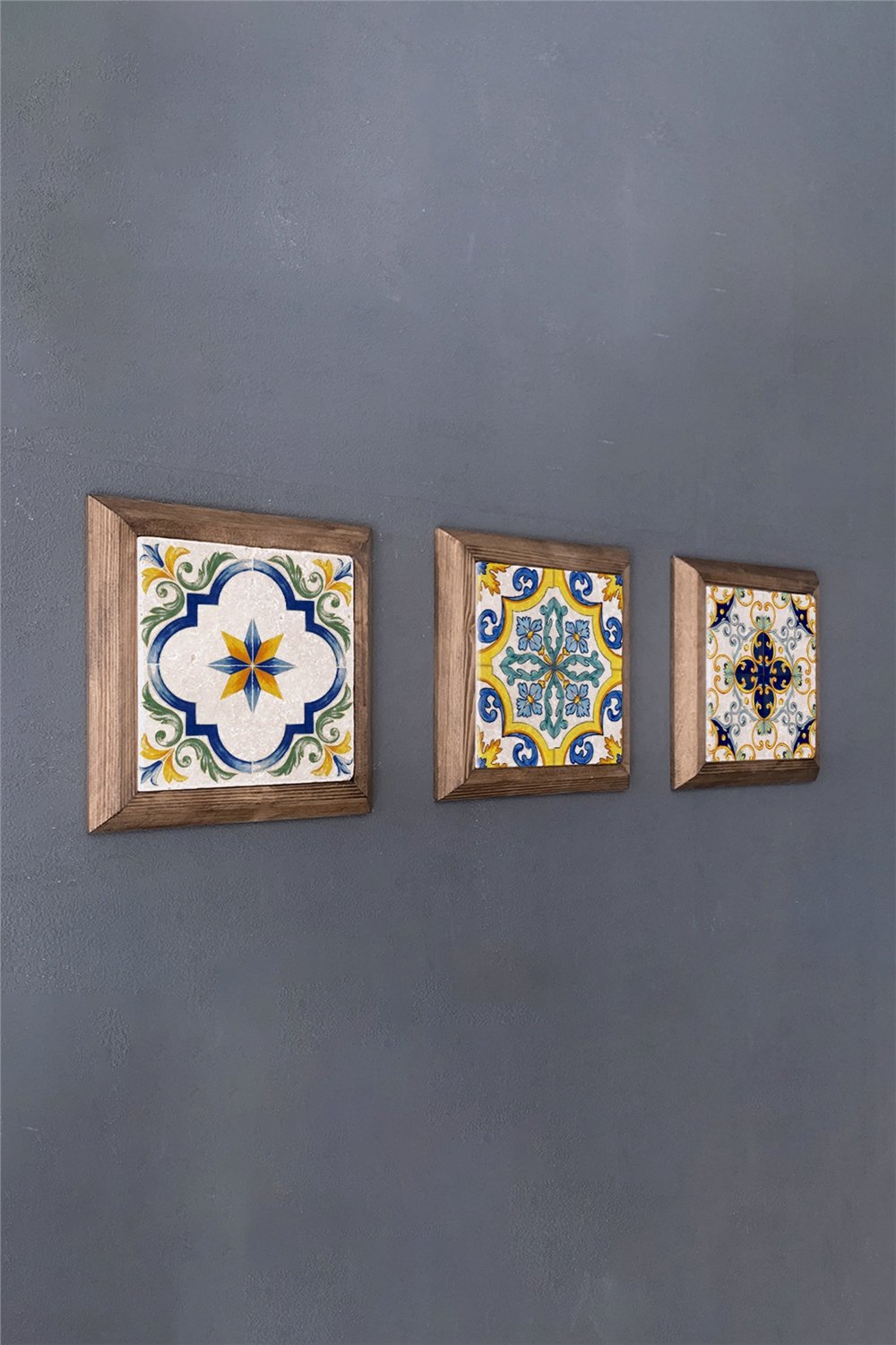MASİF ÇERÇEVELİ 3'LÜ DOĞALTAŞ TABLO PANO OSCAR STONE DECOR / 3PRMT-40-0224