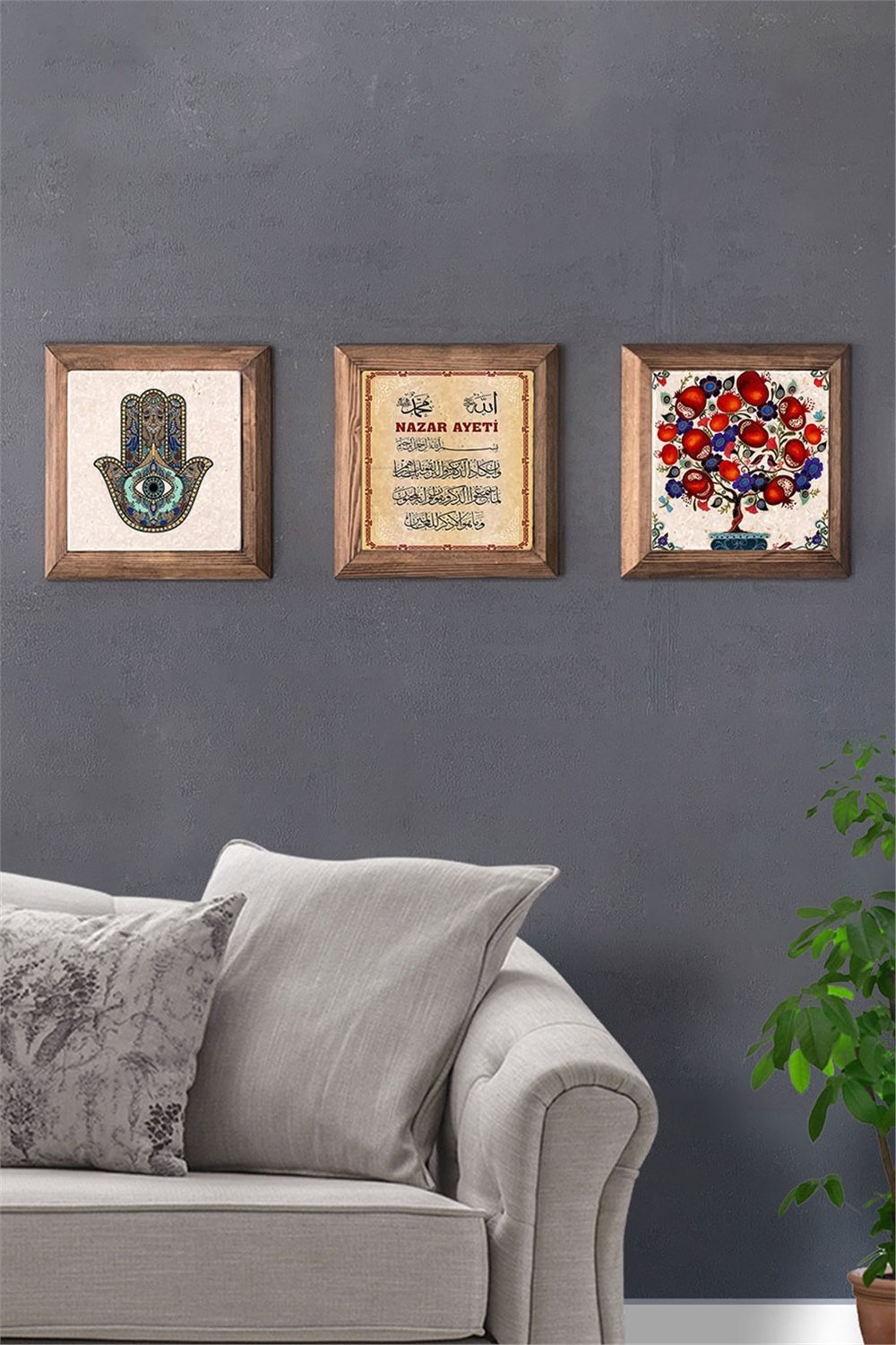 MASİF ÇERÇEVELİ 3'LÜ DOĞALTAŞ TABLO PANO OSCAR STONE DECOR / 3PRMT-40-0112
