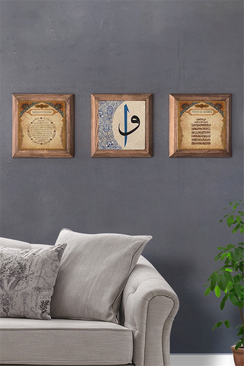 MASİF ÇERÇEVELİ 3'LÜ DOĞALTAŞ TABLO PANO OSCAR STONE DECOR / 3PRMT-40-0392