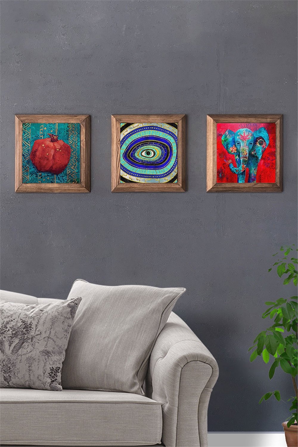 MASİF ÇERÇEVELİ 3'LÜ DOĞALTAŞ TABLO PANO OSCAR STONE DECOR / 3PRMT-40-0369