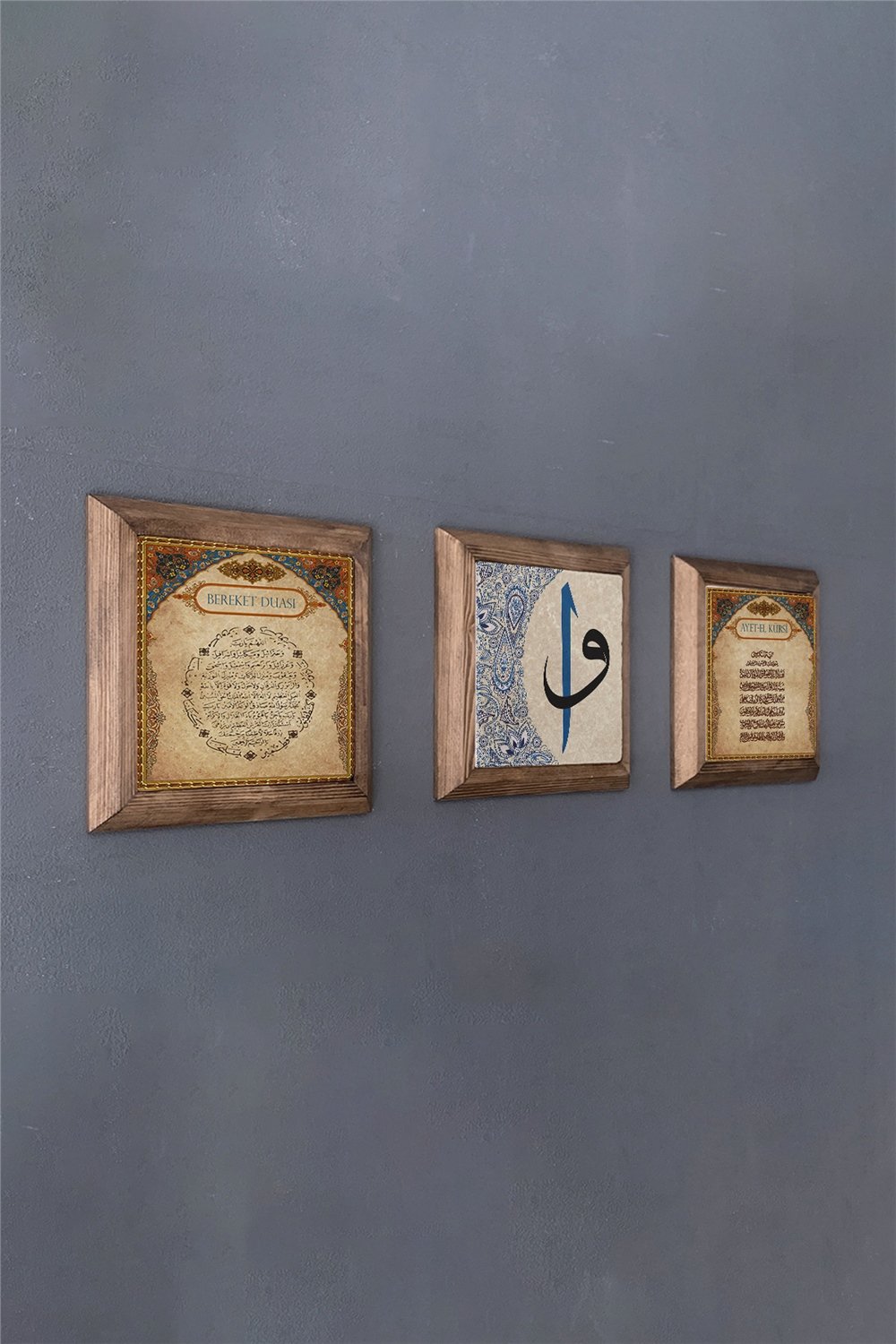 MASİF ÇERÇEVELİ 3'LÜ DOĞALTAŞ TABLO PANO OSCAR STONE DECOR / 3PRMT-40-0392