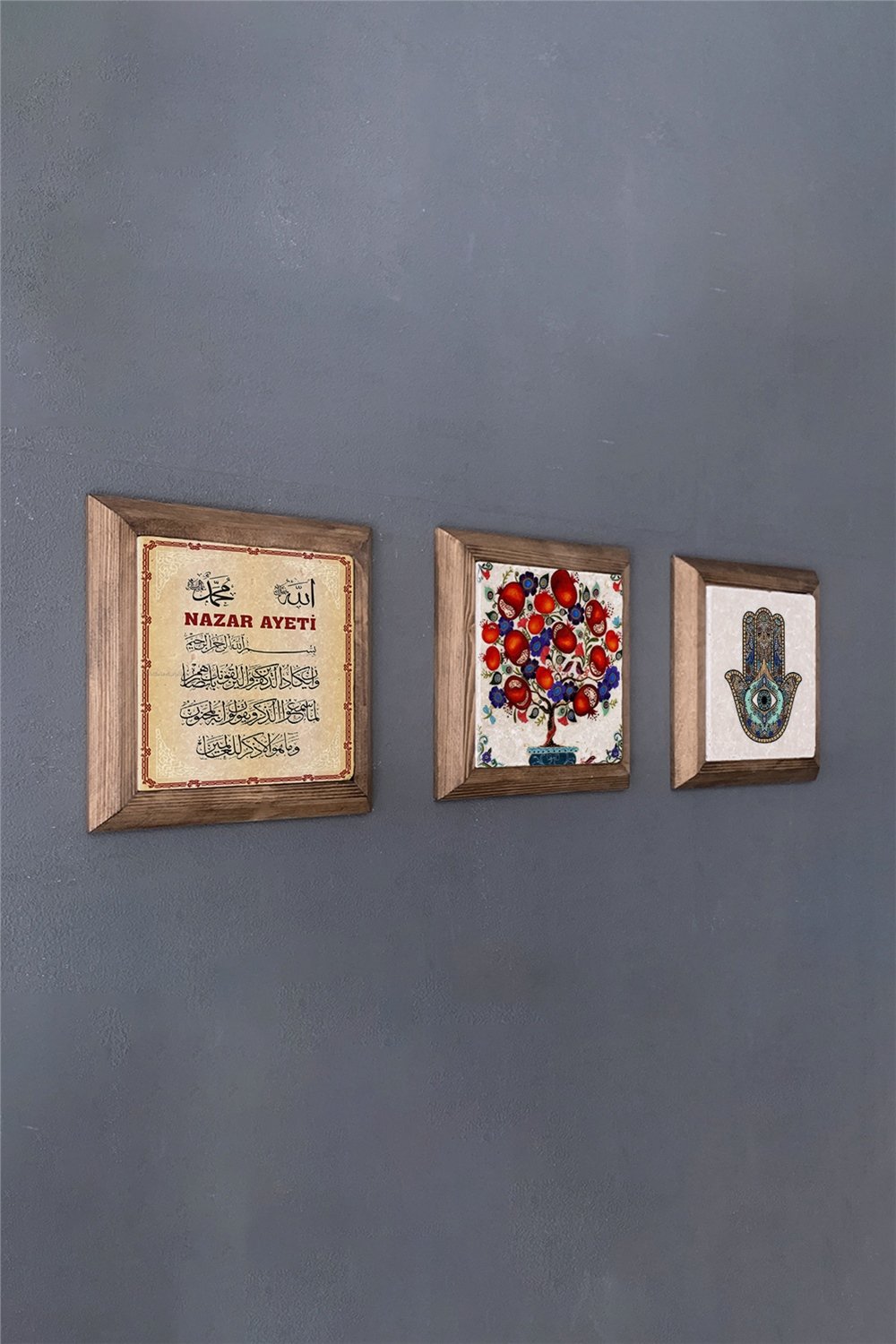 MASİF ÇERÇEVELİ 3'LÜ DOĞALTAŞ TABLO PANO OSCAR STONE DECOR / 3PRMT-40-0112