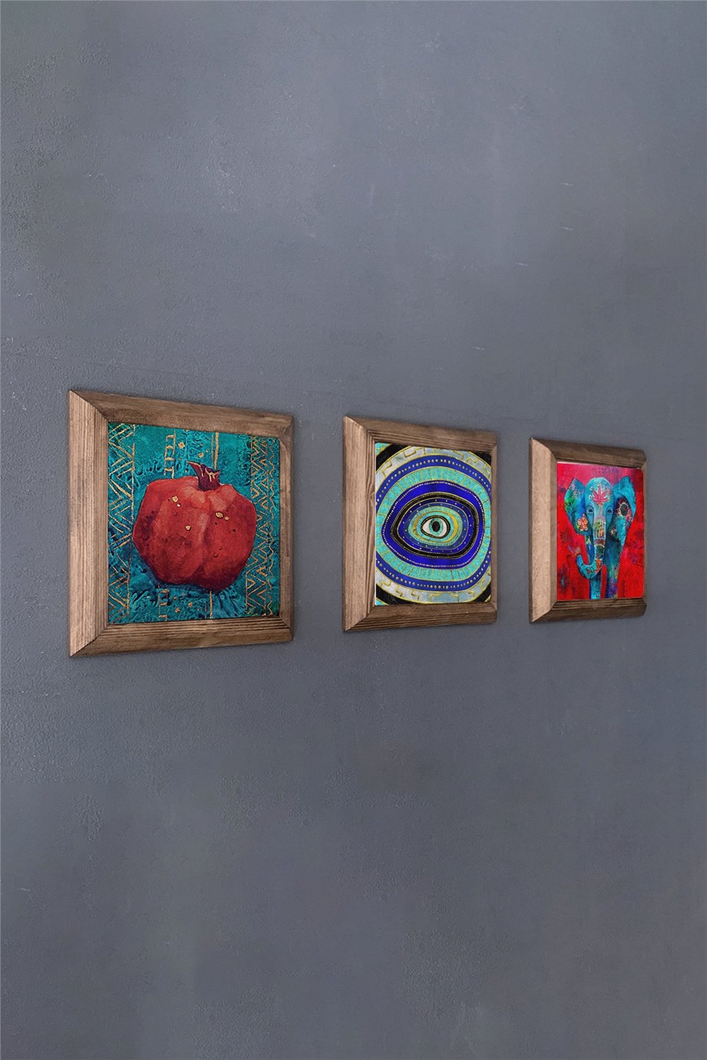 MASİF ÇERÇEVELİ 3'LÜ DOĞALTAŞ TABLO PANO OSCAR STONE DECOR / 3PRMT-40-0369