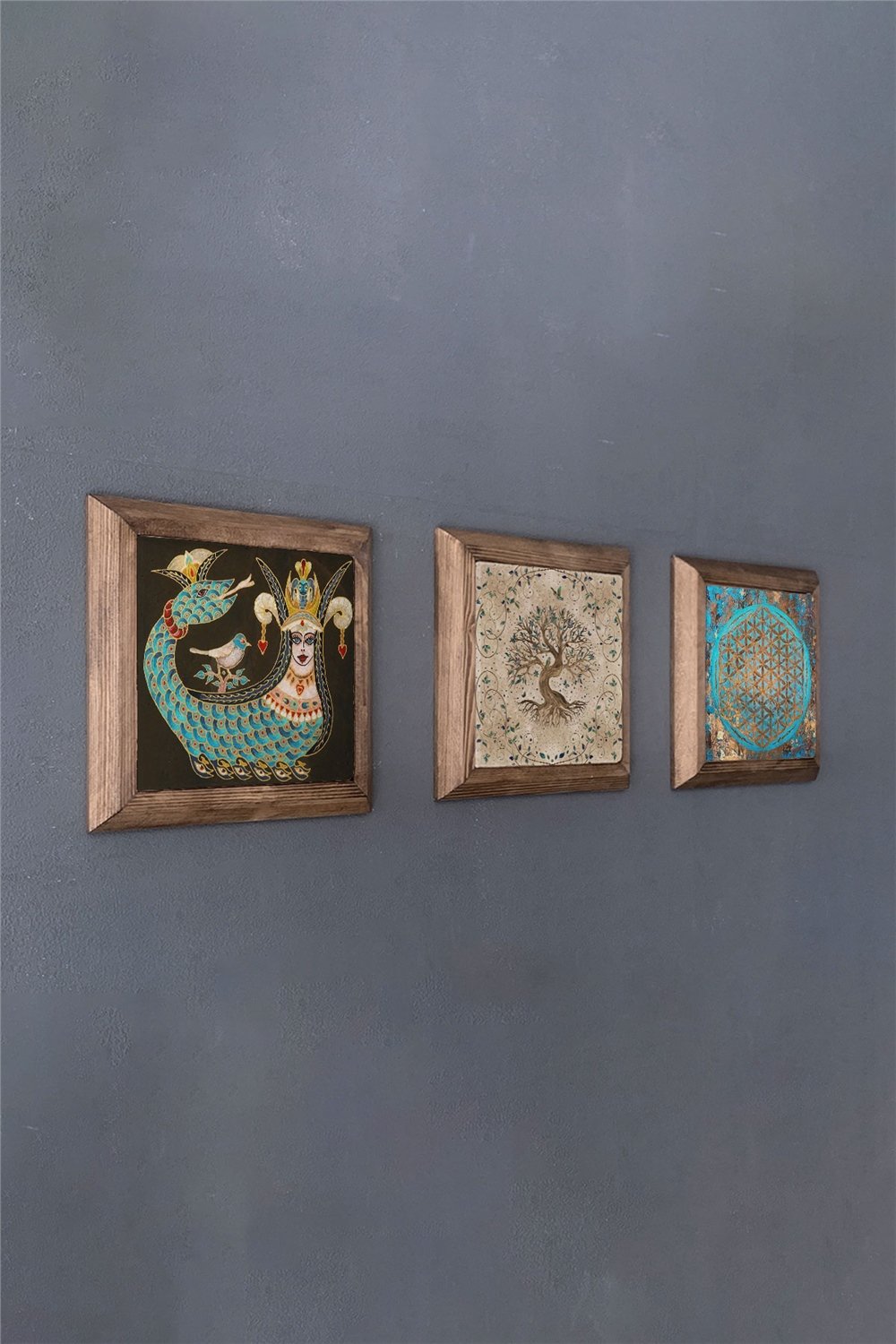 MASİF ÇERÇEVELİ 3'LÜ DOĞALTAŞ TABLO PANO OSCAR STONE DECOR / 3PRMT-40-0347