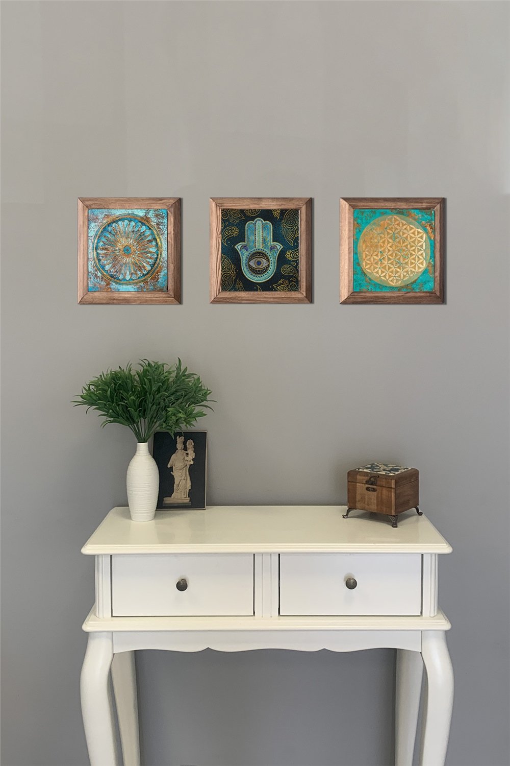 MASİF ÇERÇEVELİ 3'LÜ DOĞALTAŞ TABLO PANO OSCAR STONE DECOR / 3PRMT-40-0253