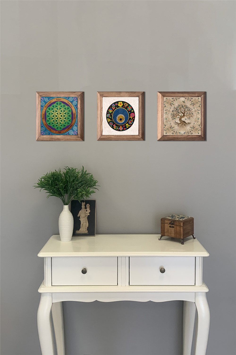 MASİF ÇERÇEVELİ 3'LÜ DOĞALTAŞ TABLO PANO OSCAR STONE DECOR / 3PRMT-40-0252