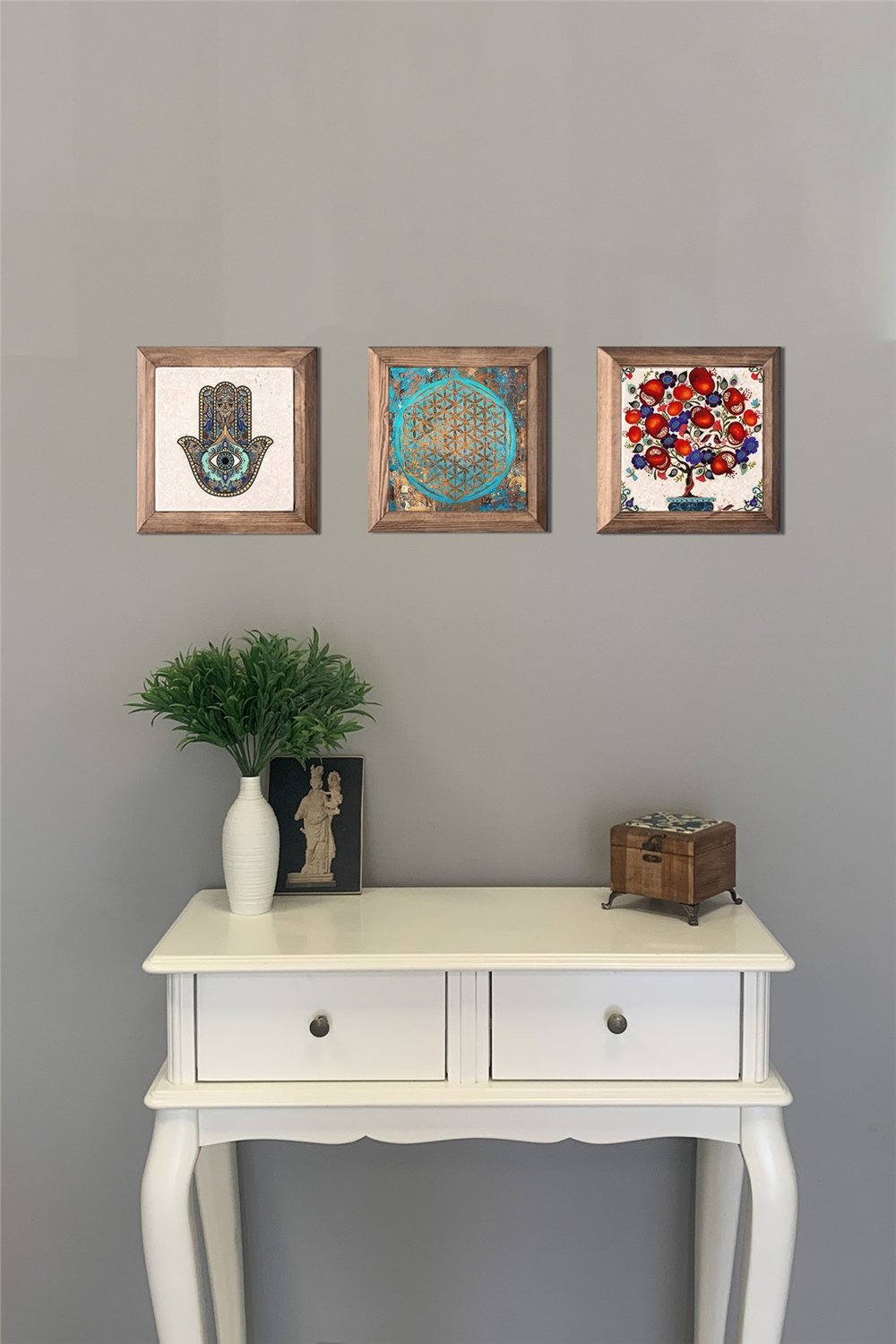 MASİF ÇERÇEVELİ 3'LÜ DOĞALTAŞ TABLO PANO OSCAR STONE DECOR / 3PRMT-40-0381