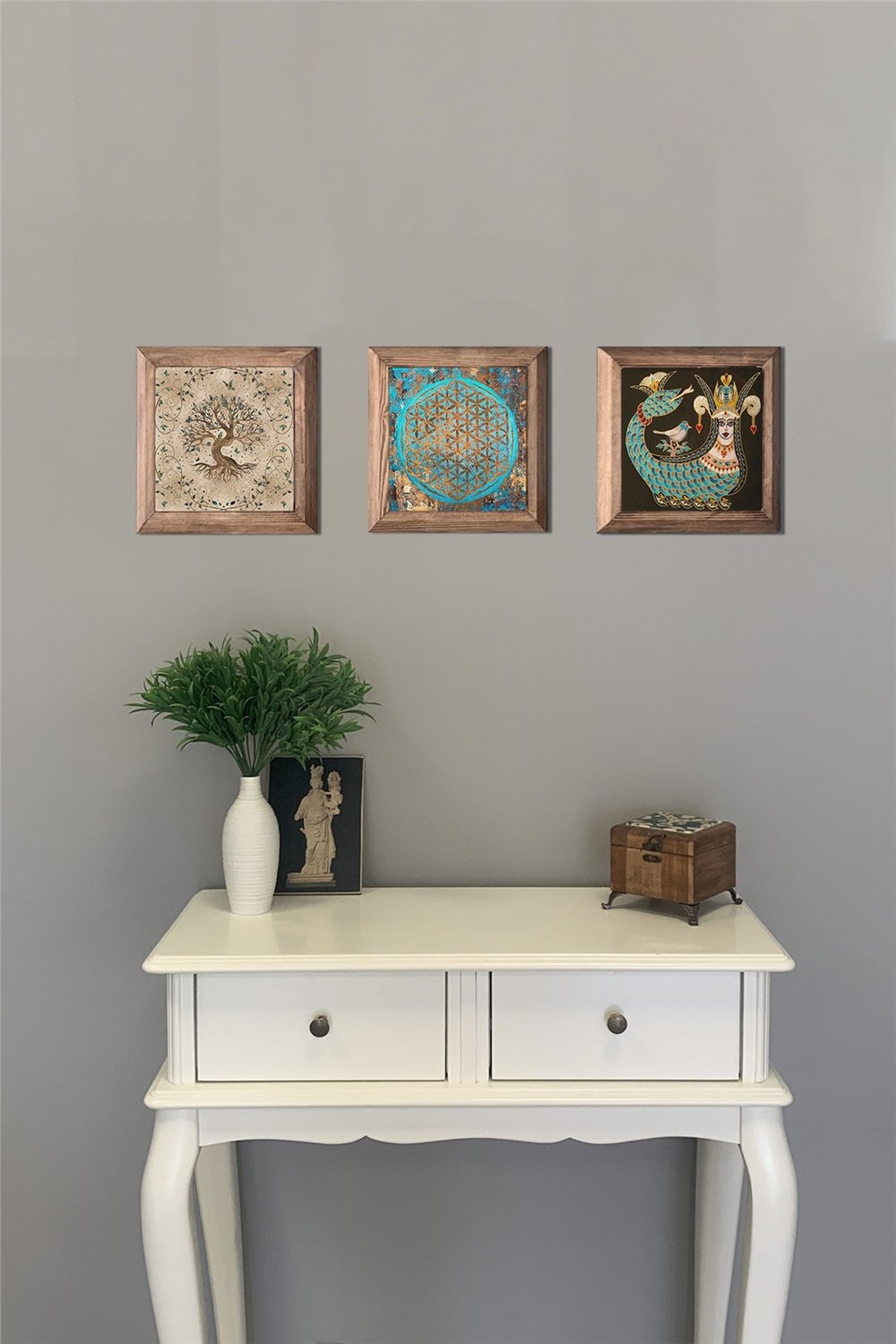 MASİF ÇERÇEVELİ 3'LÜ DOĞALTAŞ TABLO PANO OSCAR STONE DECOR / 3PRMT-40-0347