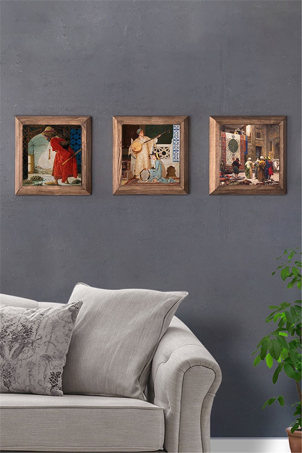 MASİF ÇERÇEVELİ 3'LÜ DOĞALTAŞ TABLO PANO OSCAR STONE DECOR / 3PRMT-40-0004