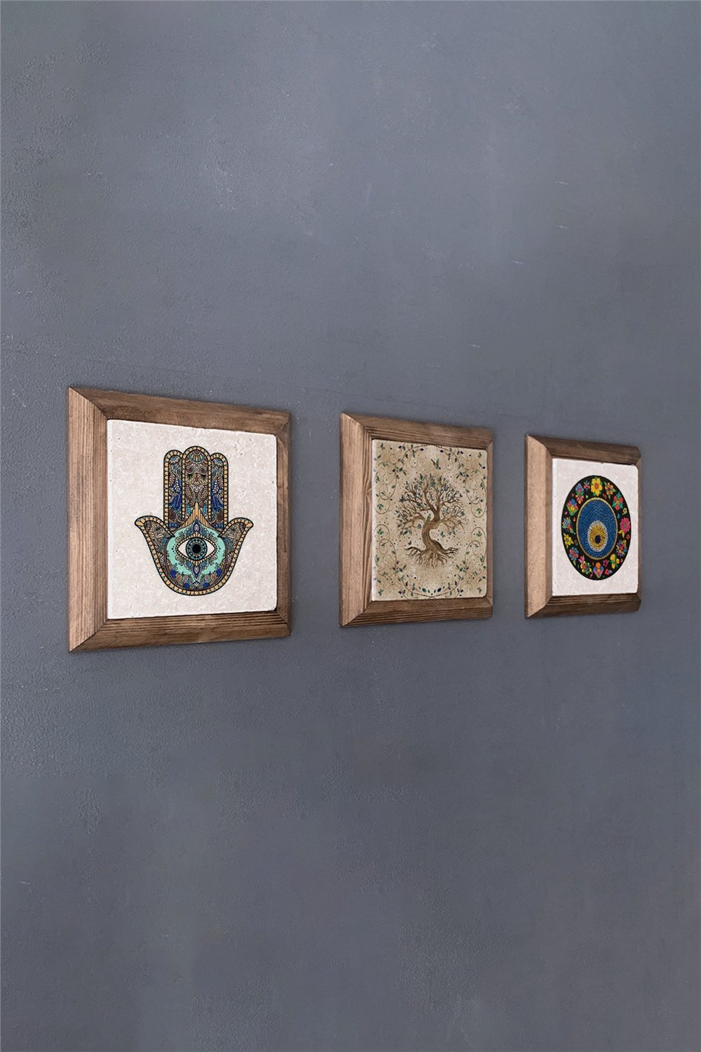 MASİF ÇERÇEVELİ 3'LÜ DOĞALTAŞ TABLO PANO OSCAR STONE DECOR / 3PRMT-40-0241