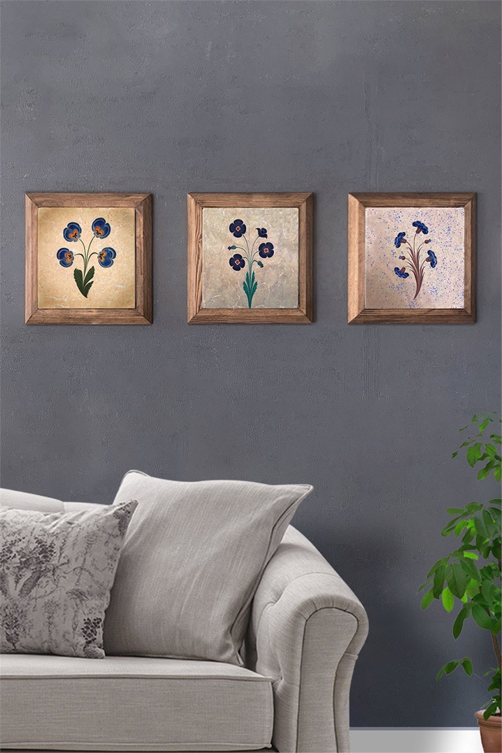 MASİF ÇERÇEVELİ 3'LÜ DOĞALTAŞ TABLO PANO OSCAR STONE DECOR / 3PRMT-40-0007