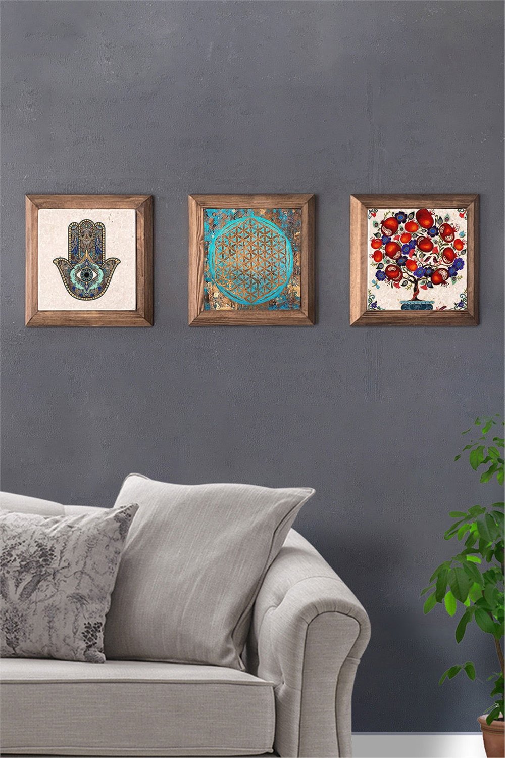 MASİF ÇERÇEVELİ 3'LÜ DOĞALTAŞ TABLO PANO OSCAR STONE DECOR / 3PRMT-40-0381