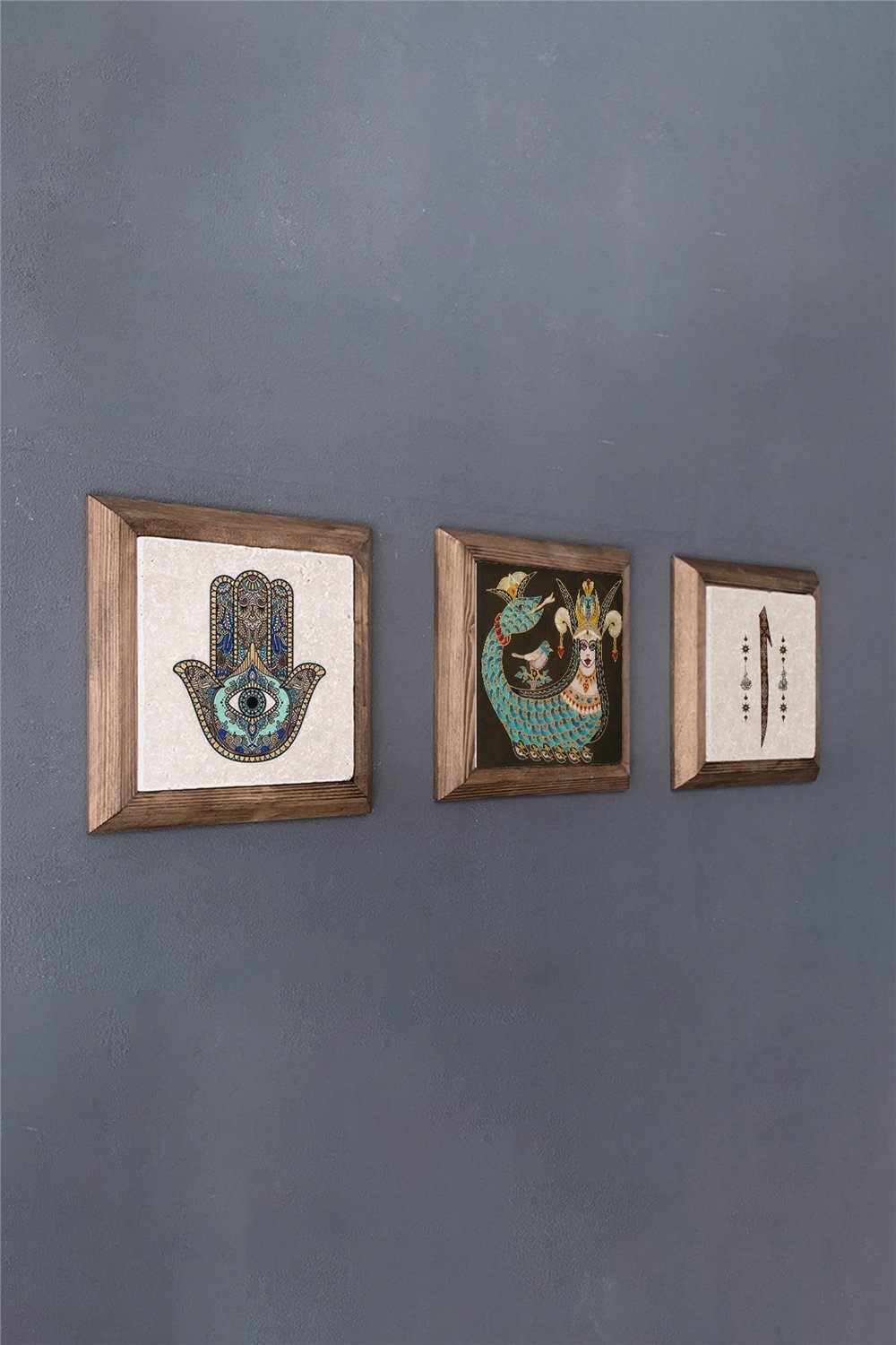 MASİF ÇERÇEVELİ 3'LÜ DOĞALTAŞ TABLO PANO OSCAR STONE DECOR / 3PRMT-40-0385