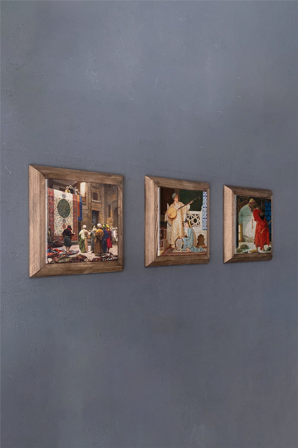MASİF ÇERÇEVELİ 3'LÜ DOĞALTAŞ TABLO PANO OSCAR STONE DECOR / 3PRMT-40-0004