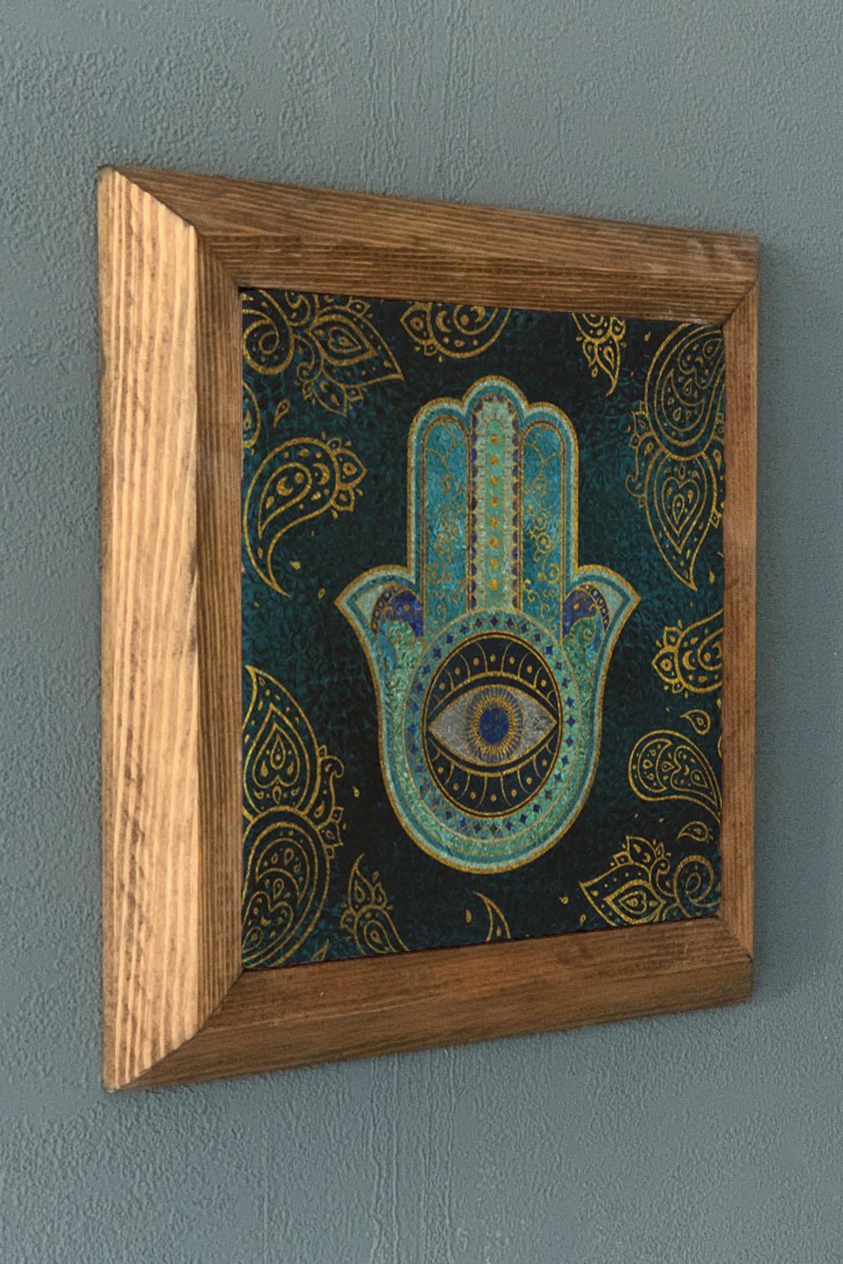 Masif Çerçeveli Fatma Ana Eli Taş Tablo- Duvar Dekoru- Oscar Stone Decor 28X28 cm-WALL DECOR