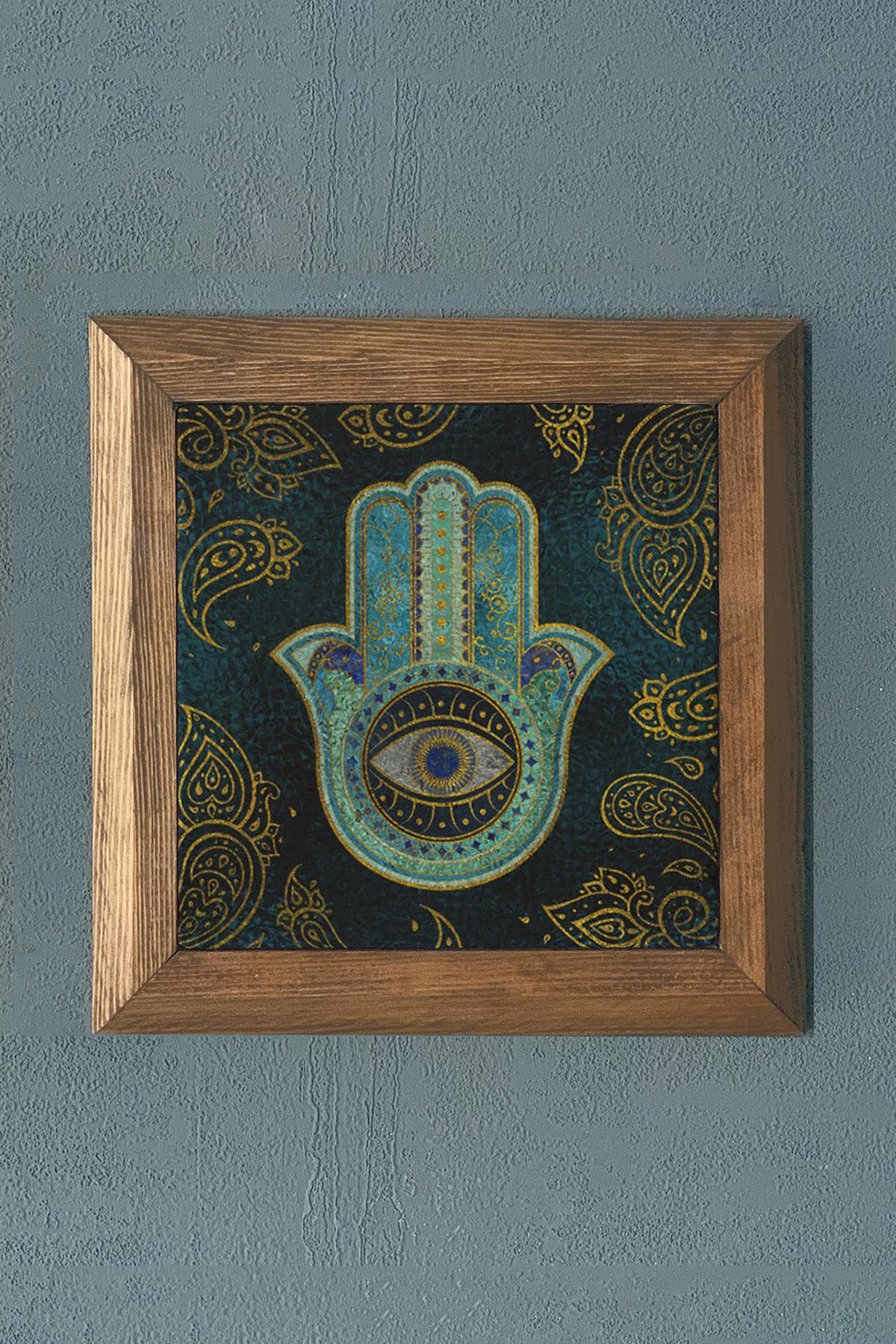 Masif Çerçeveli Fatma Ana Eli Taş Tablo- Duvar Dekoru- Oscar Stone Decor 28X28 cm-WALL DECOR