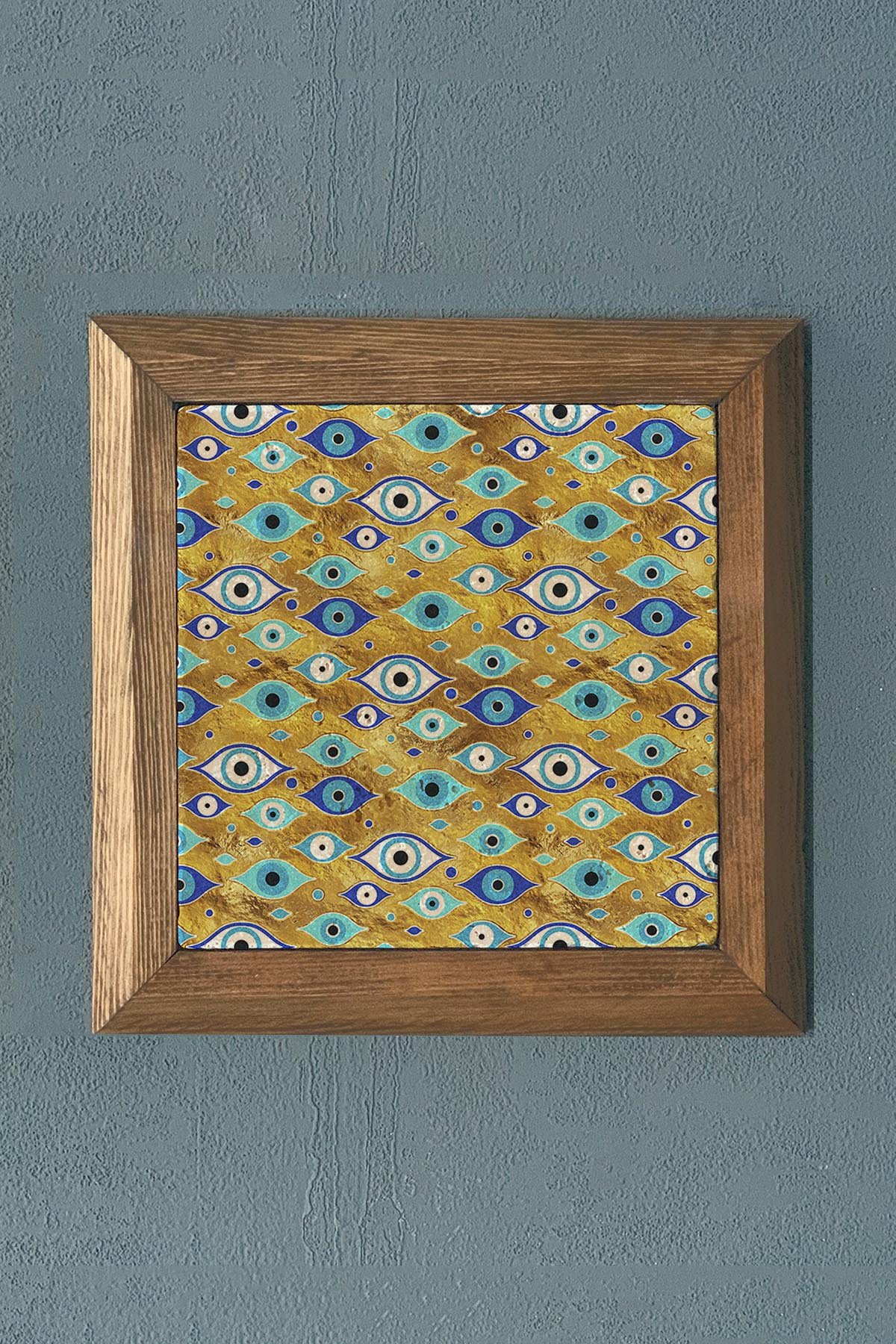 Masif Çerçeveli Nazar Taş Tablo- Duvar Dekoru- Oscar Stone Decor 28X28 cm-WALL DECOR