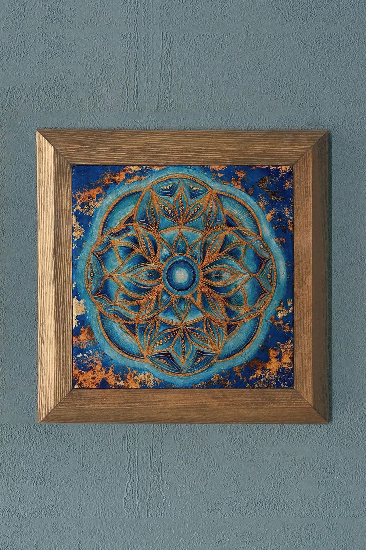 Masif Çerçeveli Taş Tablo-Duvar Dekoru- Oscar Stone Decor 28X28 CM