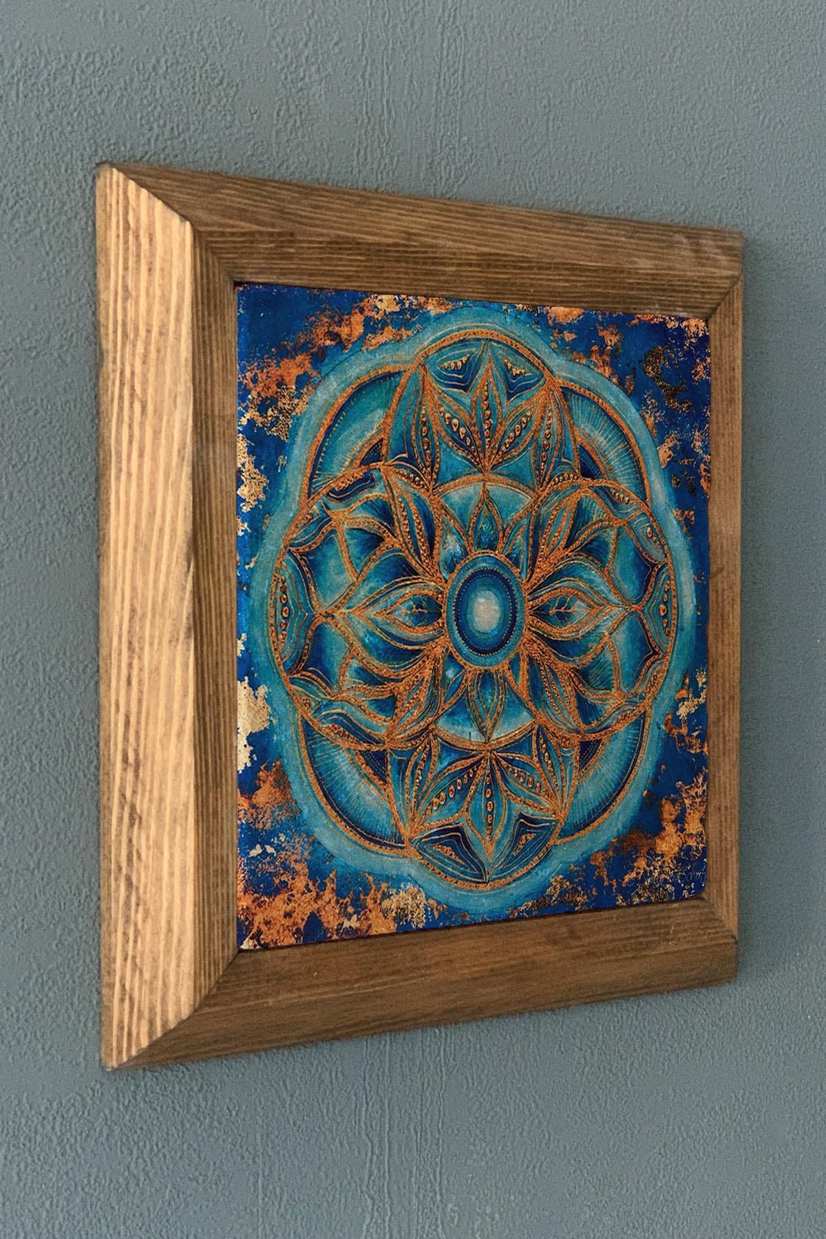 Masif Çerçeveli Taş Tablo-Duvar Dekoru- Oscar Stone Decor 28X28 CM