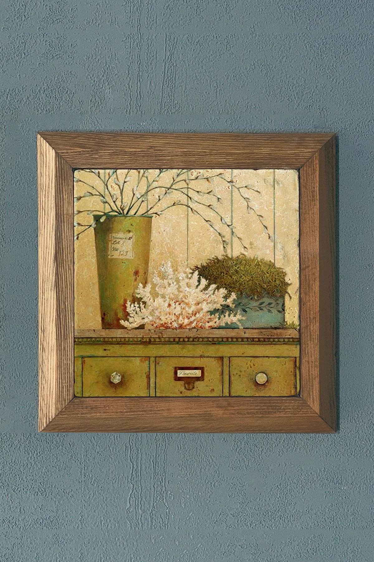 Masif Çerçeveli Taş Tablo-Wall Decor- Oscar Stone Decor 28X28 CM
