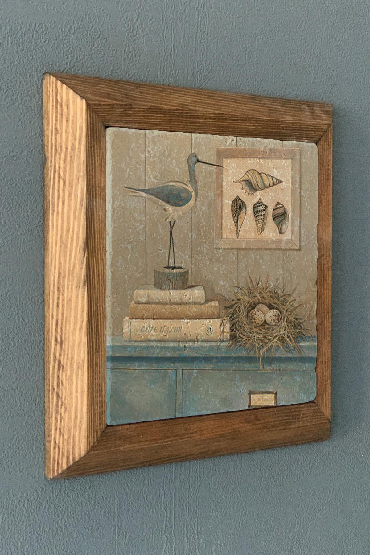 Masif Çerçeveli Taş Tablo-Wall Decor- Oscar Stone Decor 28X28 CM