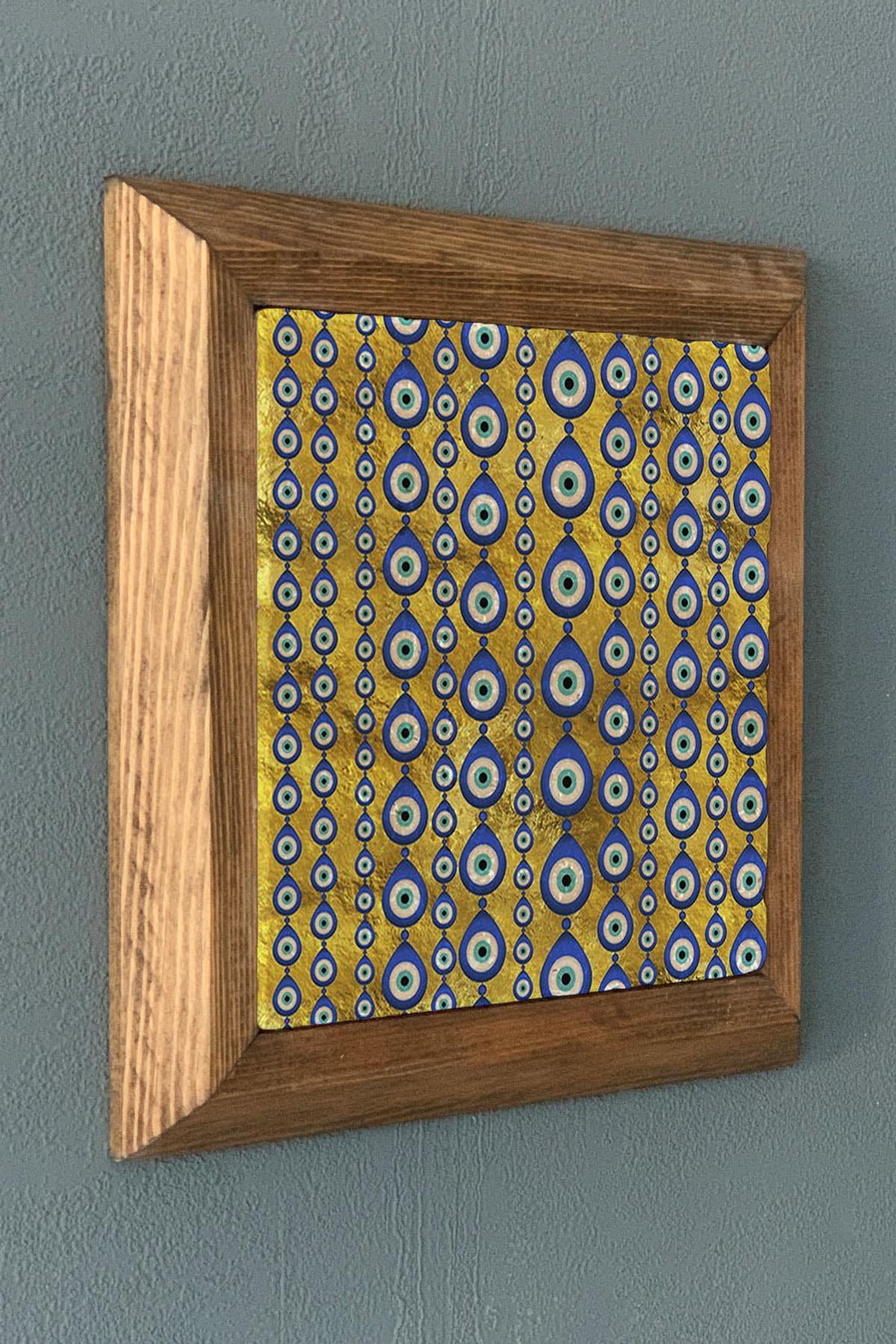 NAZAR TEMALI- Masif Çerçeveli Taş Tablo-Wall Decor- Oscar Stone Decor 28X28 CM