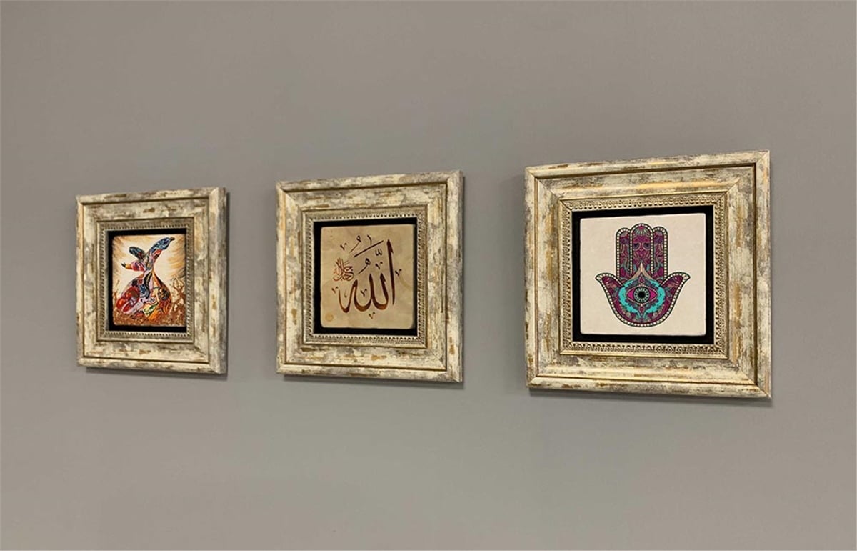 OSCAR STONE DECOR 3'lü ÇERÇEVELİ DOĞALTAŞ DUVAR DEKORU / 3CDD-40-205 (WALL DECOR)