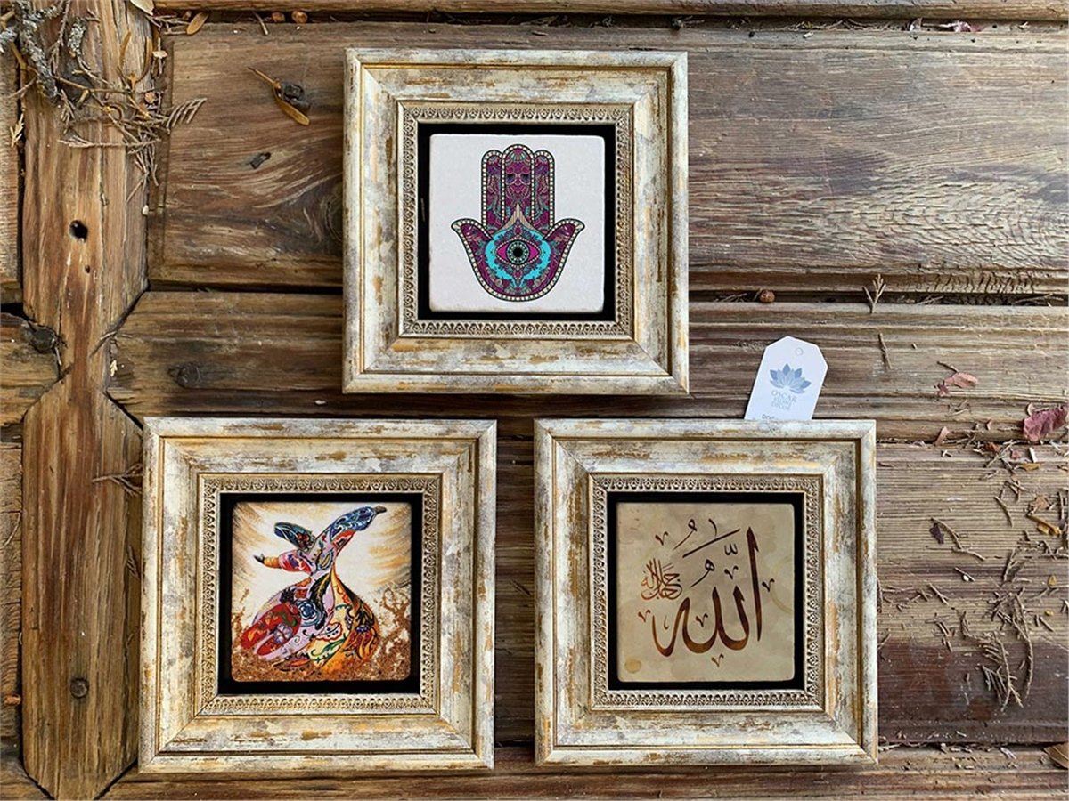 OSCAR STONE DECOR 3'lü ÇERÇEVELİ DOĞALTAŞ DUVAR DEKORU / 3CDD-40-205 (WALL DECOR)