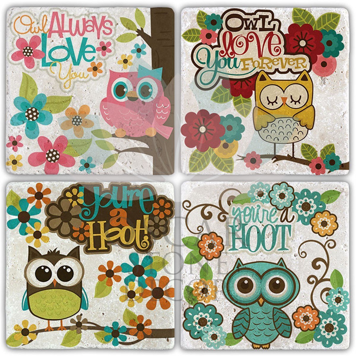 OSCAR STONE DECOR ALWAYS LOVE YOU 4'lü DOĞALTAŞ BARDAK ALTLIĞI / BA362 (COASTER)