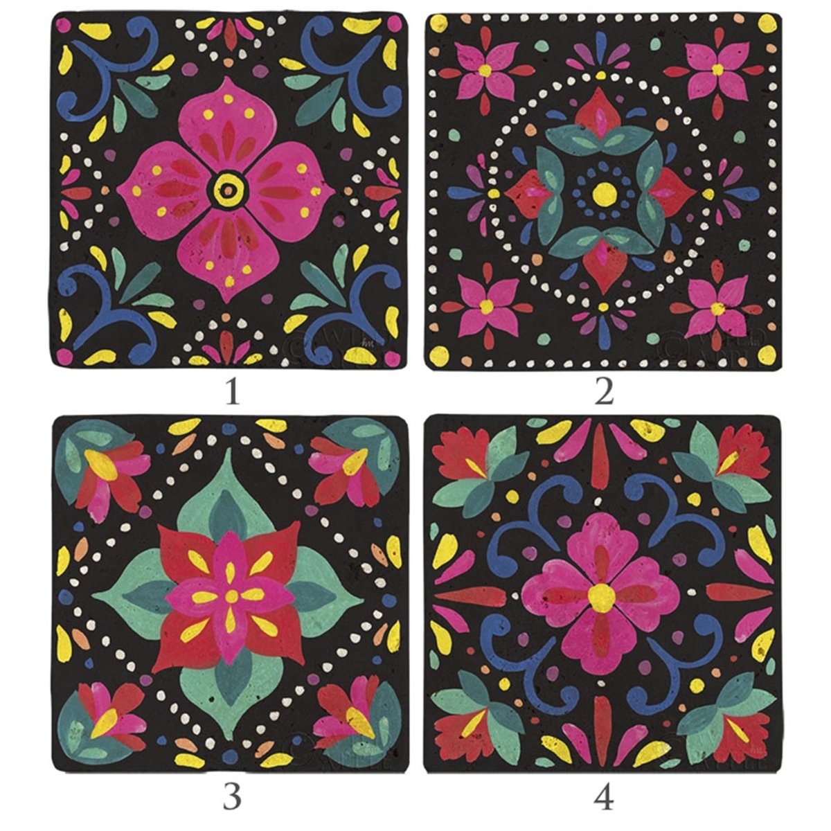 Oscar Stone Decor Baskılı Doğaltaş Bardak Altlığı 4'lü Set  Desen Tile