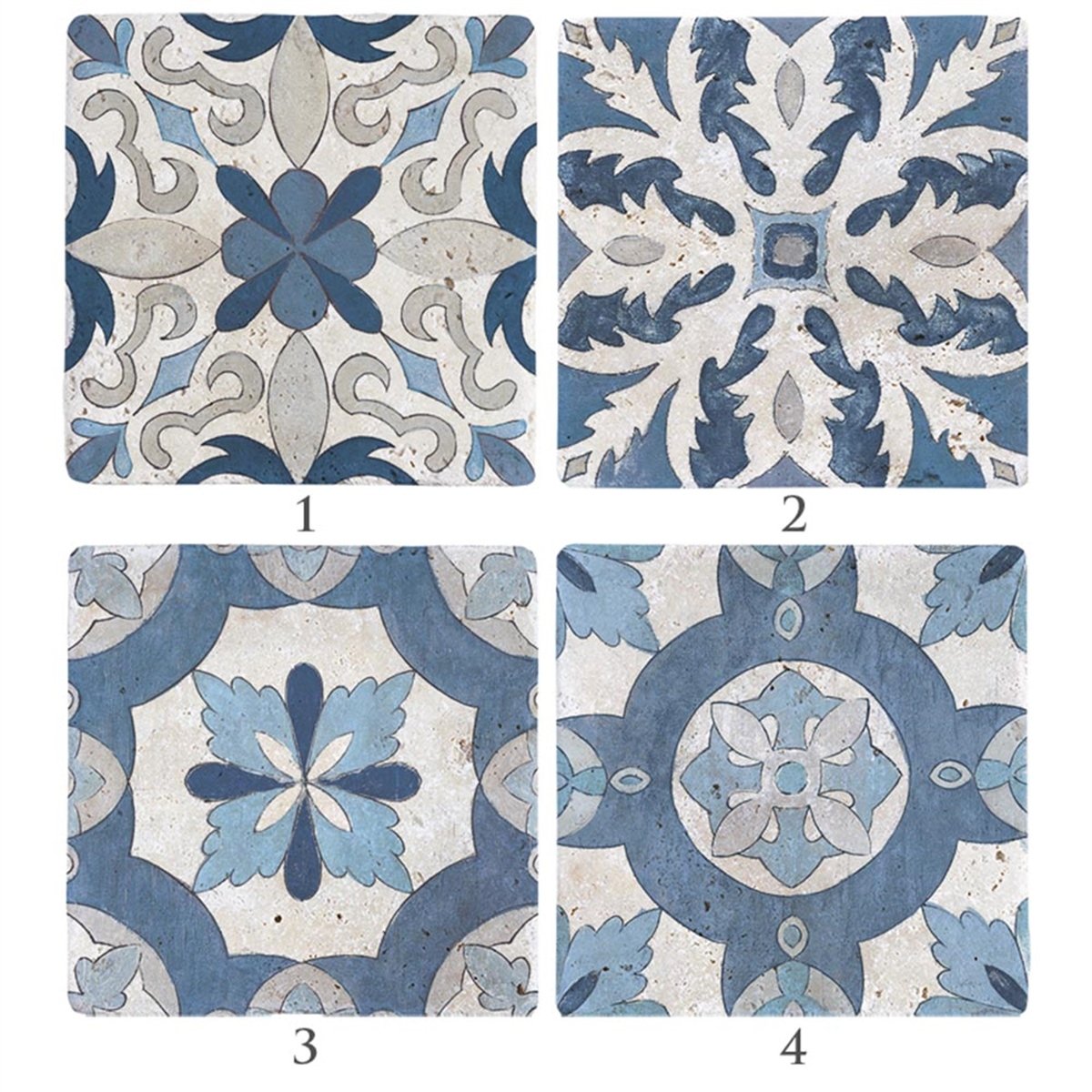 Oscar Stone Decor Baskılı Doğaltaş Bardak Altlığı 4'lü Set Desen Tile