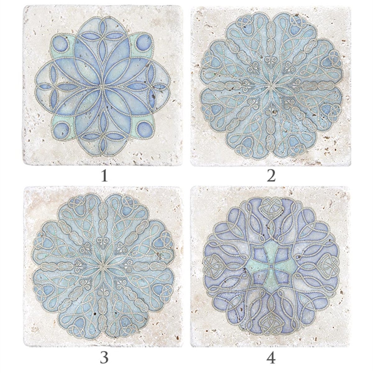 Oscar Stone Decor Baskılı Doğaltaş Bardak Altlığı 4'lü Set Desen Tile