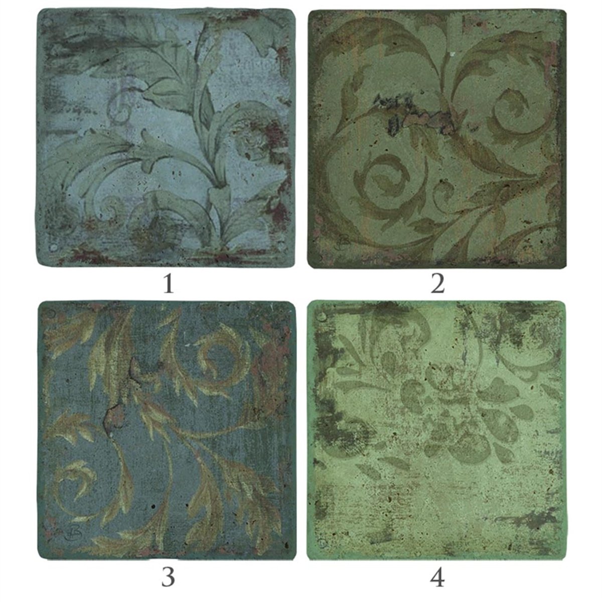 Oscar Stone Decor Baskılı Doğaltaş Bardak Altlığı 4'lü Set Desen Tile