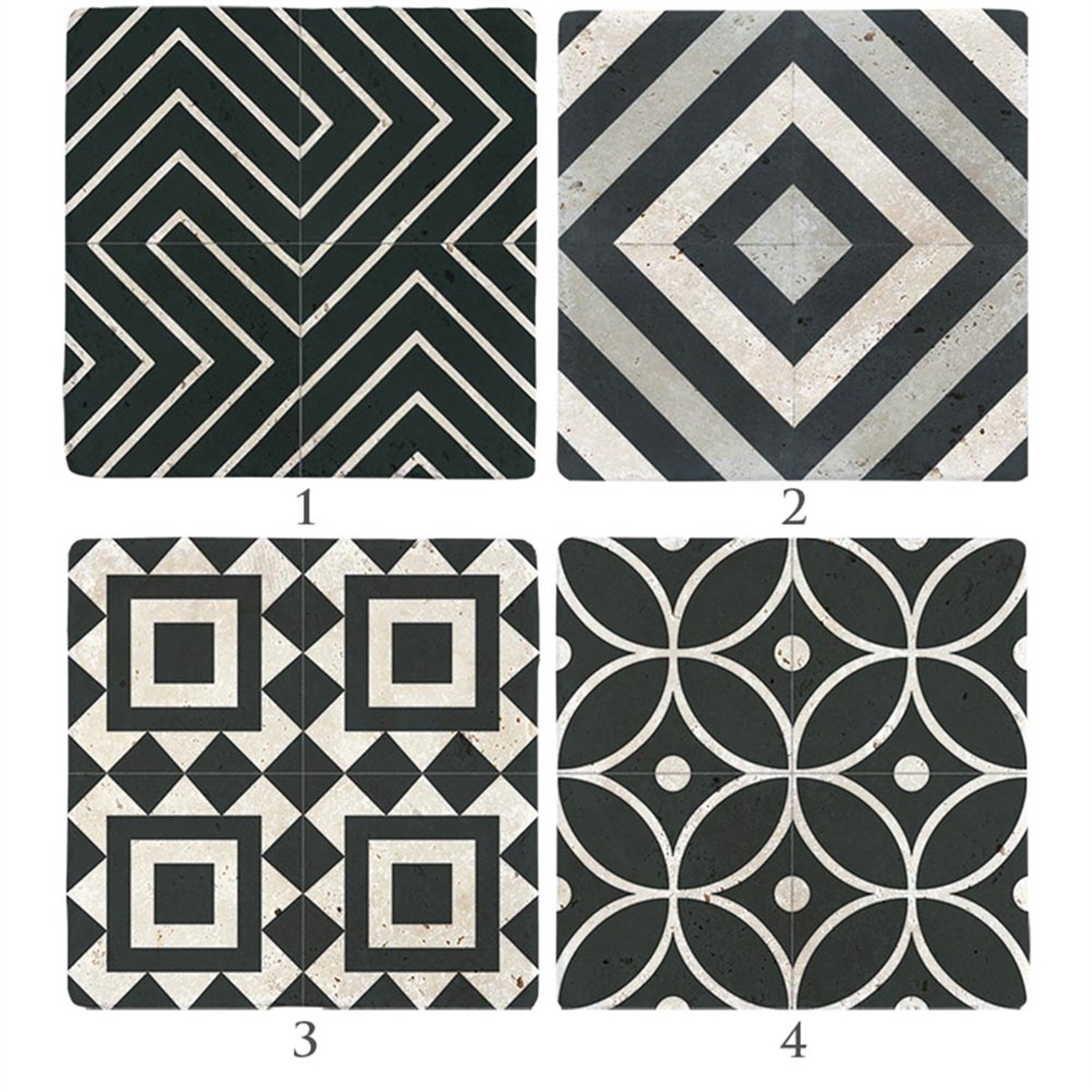 Oscar Stone Decor Baskılı Doğaltaş Bardak Altlığı 4'lü Set Desen Tile