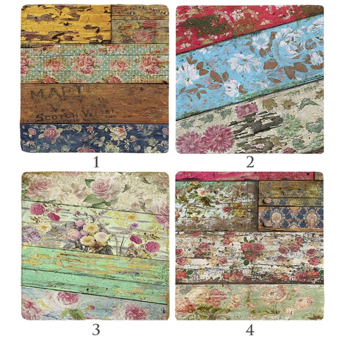 Oscar Stone Decor Baskılı Doğaltaş Bardak Altlığı 4'lü Set Desen Tile
