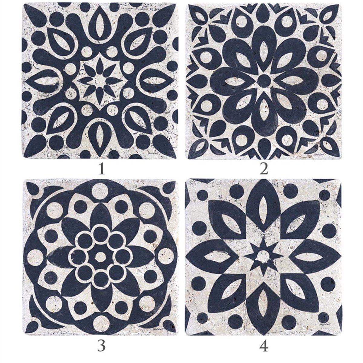 Oscar Stone Decor Baskılı Doğaltaş Bardak Altlığı 4'lü Set Desen Tile