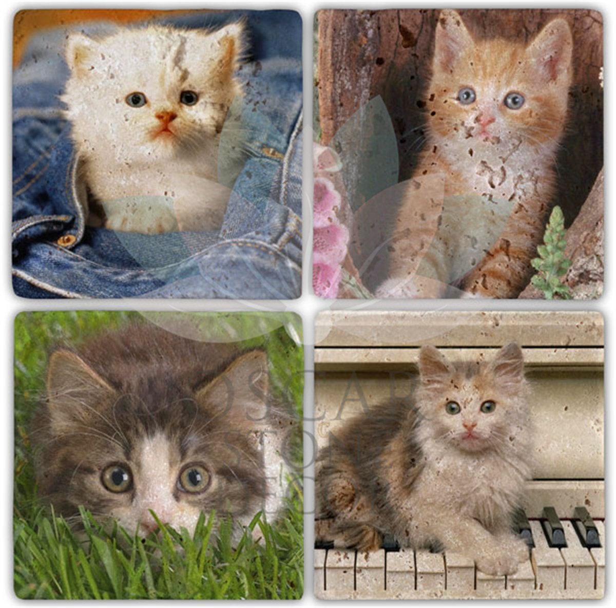 OSCAR STONE DECOR CAT 4'lü DOĞALTAŞ BARDAK ALTLIĞI / BA018 (COASTER)