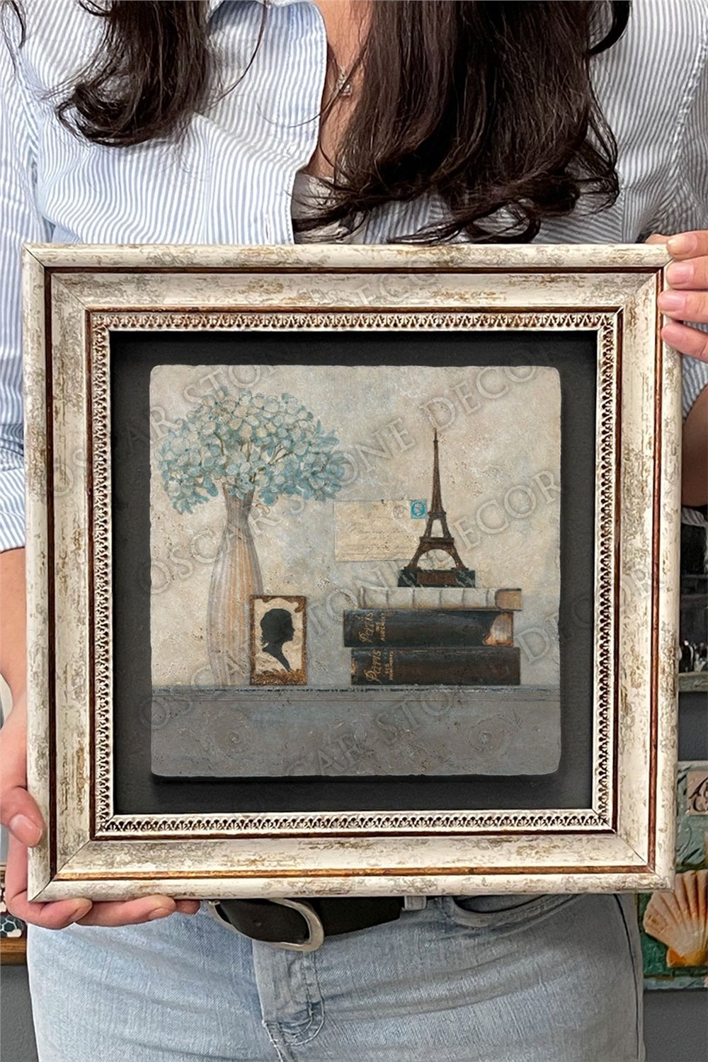 Oscar Stone Decor Çerçeveli Tablo Taş Duvar Dekoru 30 X 30 Cm Dekor Eskitme Tablo