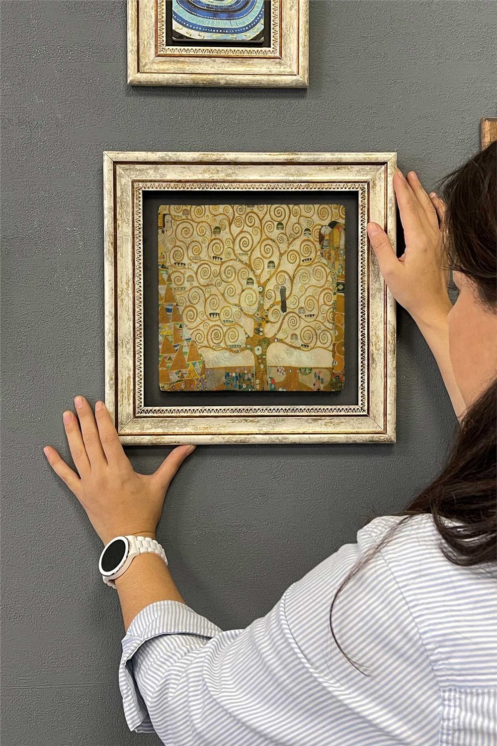 Oscar Stone Decor Çerçeveli Tablo Taş Duvar Dekoru 30 X 30 Cm Gustav Klimt Tablosu