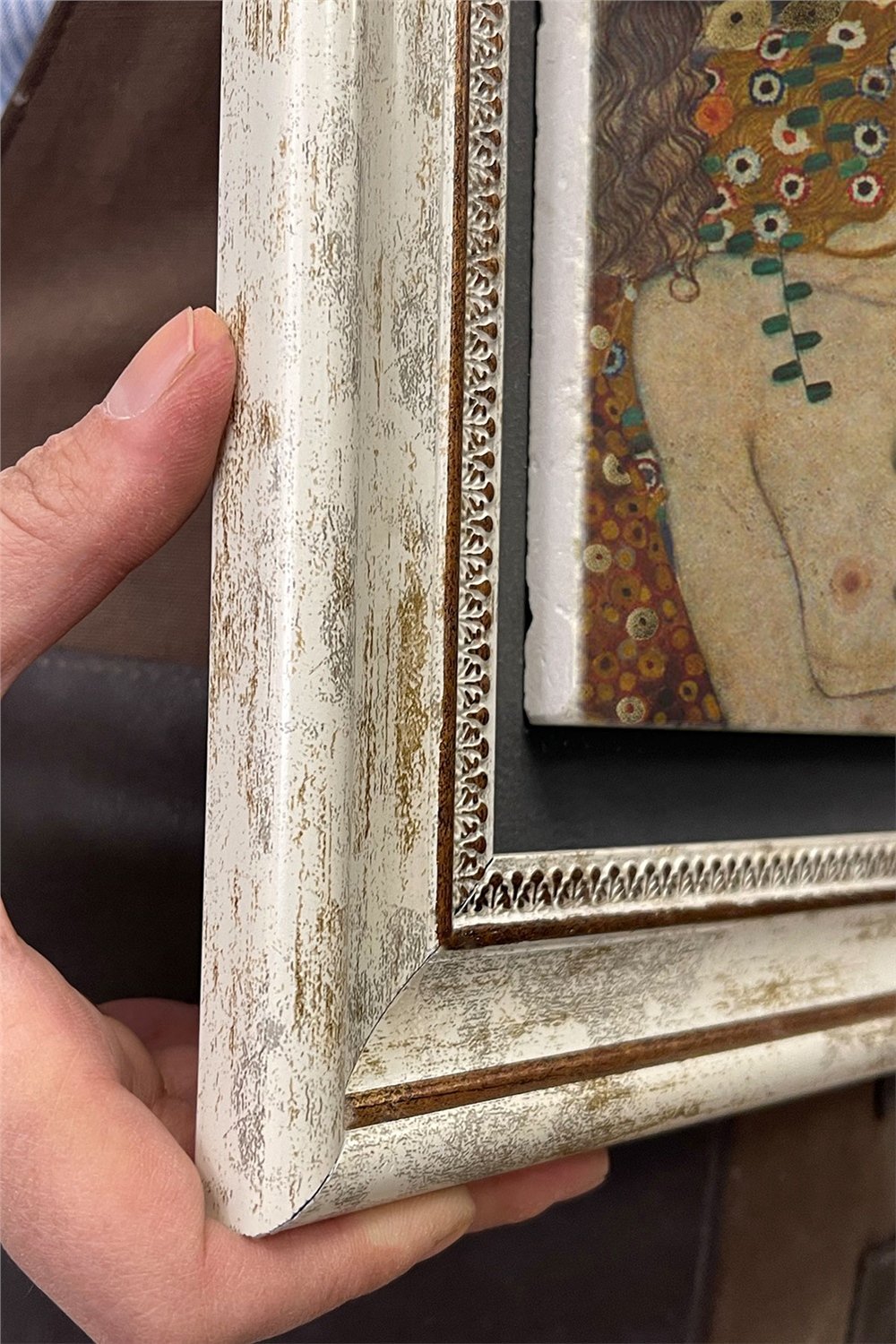 Oscar Stone Decor Çerçeveli Tablo Taş Duvar Dekoru 30 X 30 Cm Gustav Klimt Anne ve Bebek