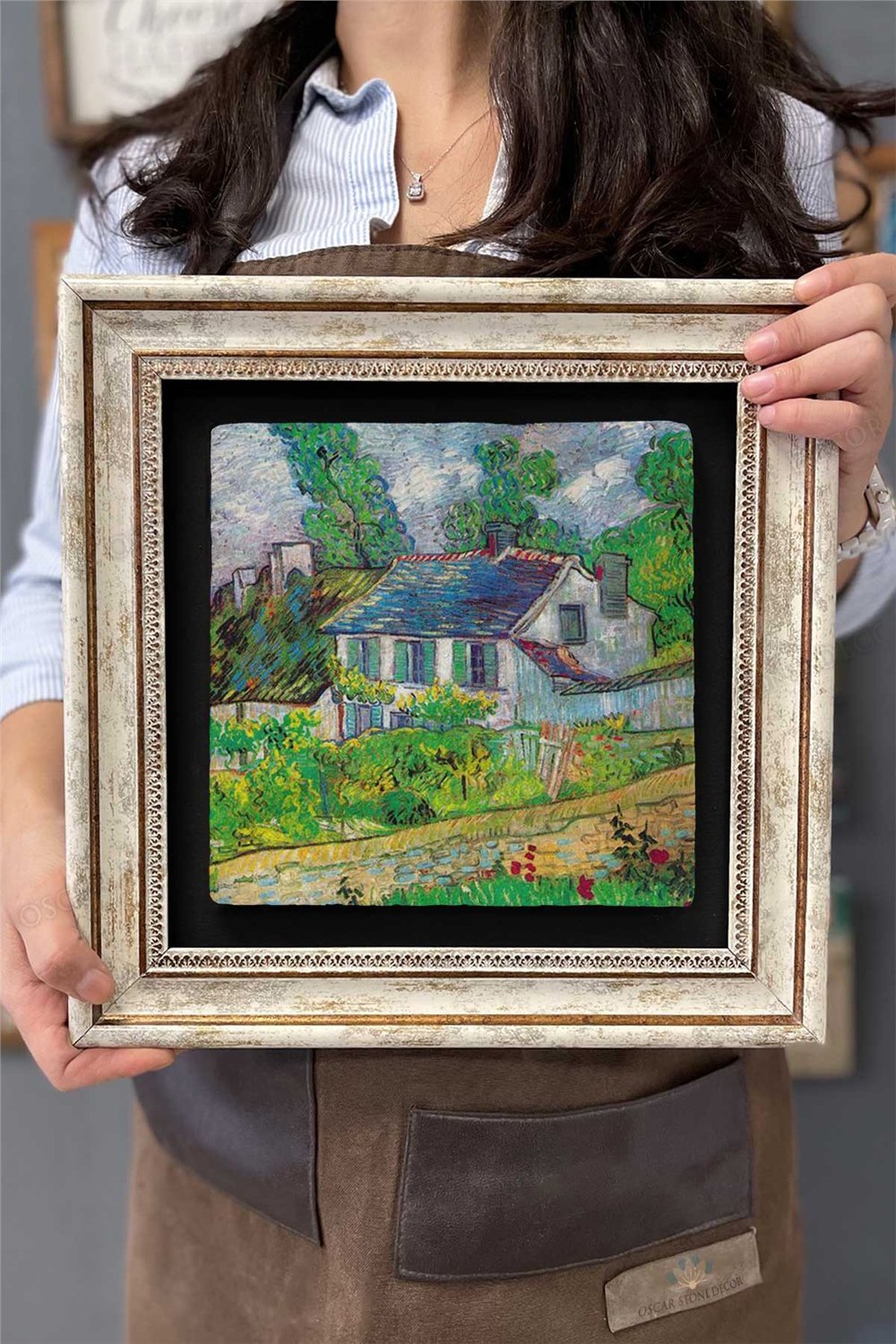Oscar Stone Decor Çerçeveli Tablo Taş Duvar Dekoru 30 X 30 Cm Van Gogh Tablosu