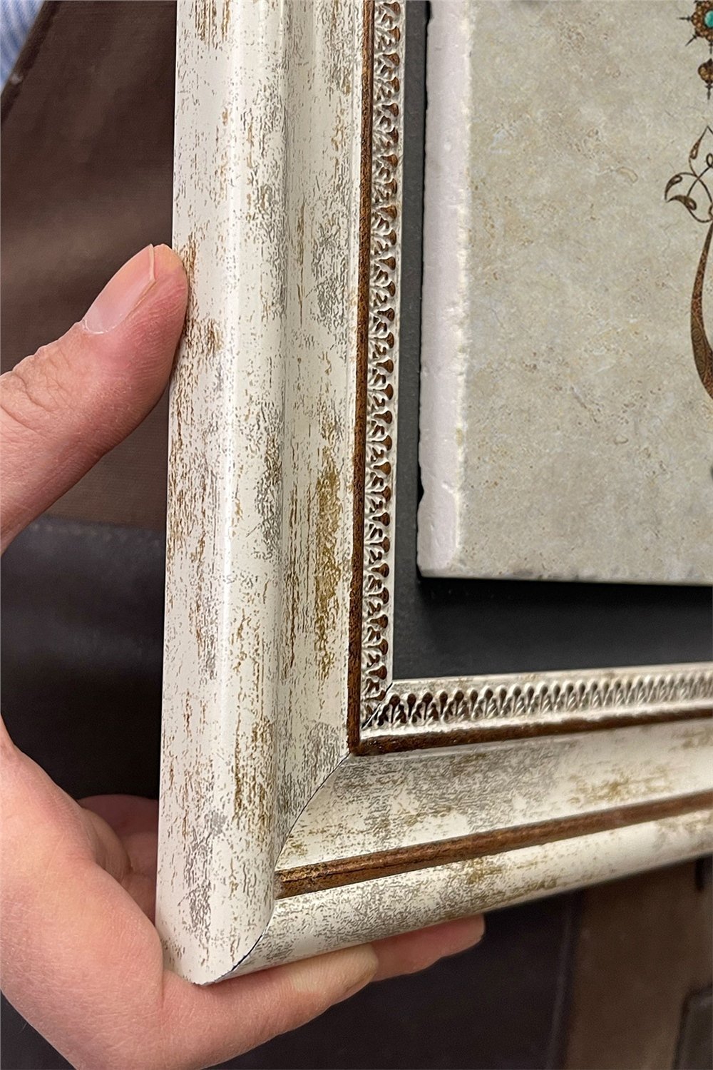 Oscar Stone Decor Çerçeveli Tablo Taş Duvar Dekoru 30 X 30 Cm Vav Elif Harfi Hat Sanatı Çizim