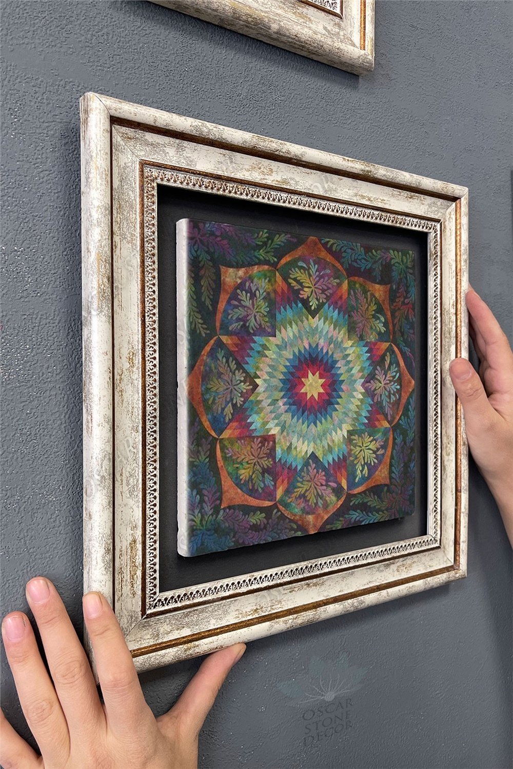 Oscar Stone Decor Çerçeveli Tablo Taş Duvar Dekoru 30 X 30 Cm Eskitme Tablo