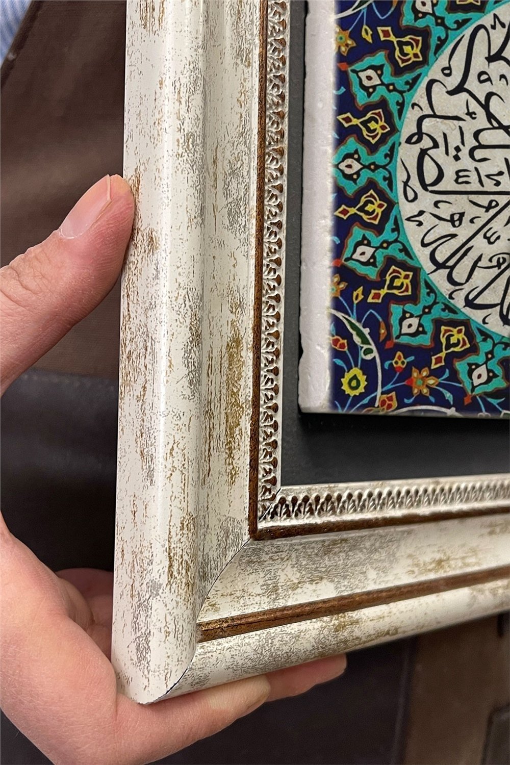Oscar Stone Decor Çerçeveli Tablo Taş Duvar Dekoru 30 X 30 Cm Çini Desenli Tablo