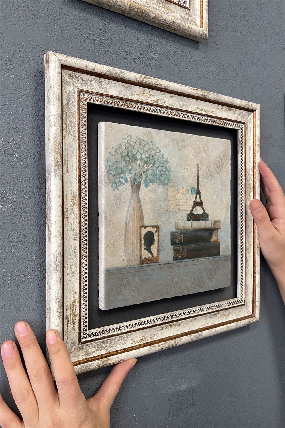 Oscar Stone Decor Çerçeveli Tablo Taş Duvar Dekoru 30 X 30 Cm Dekor Eskitme Tablo